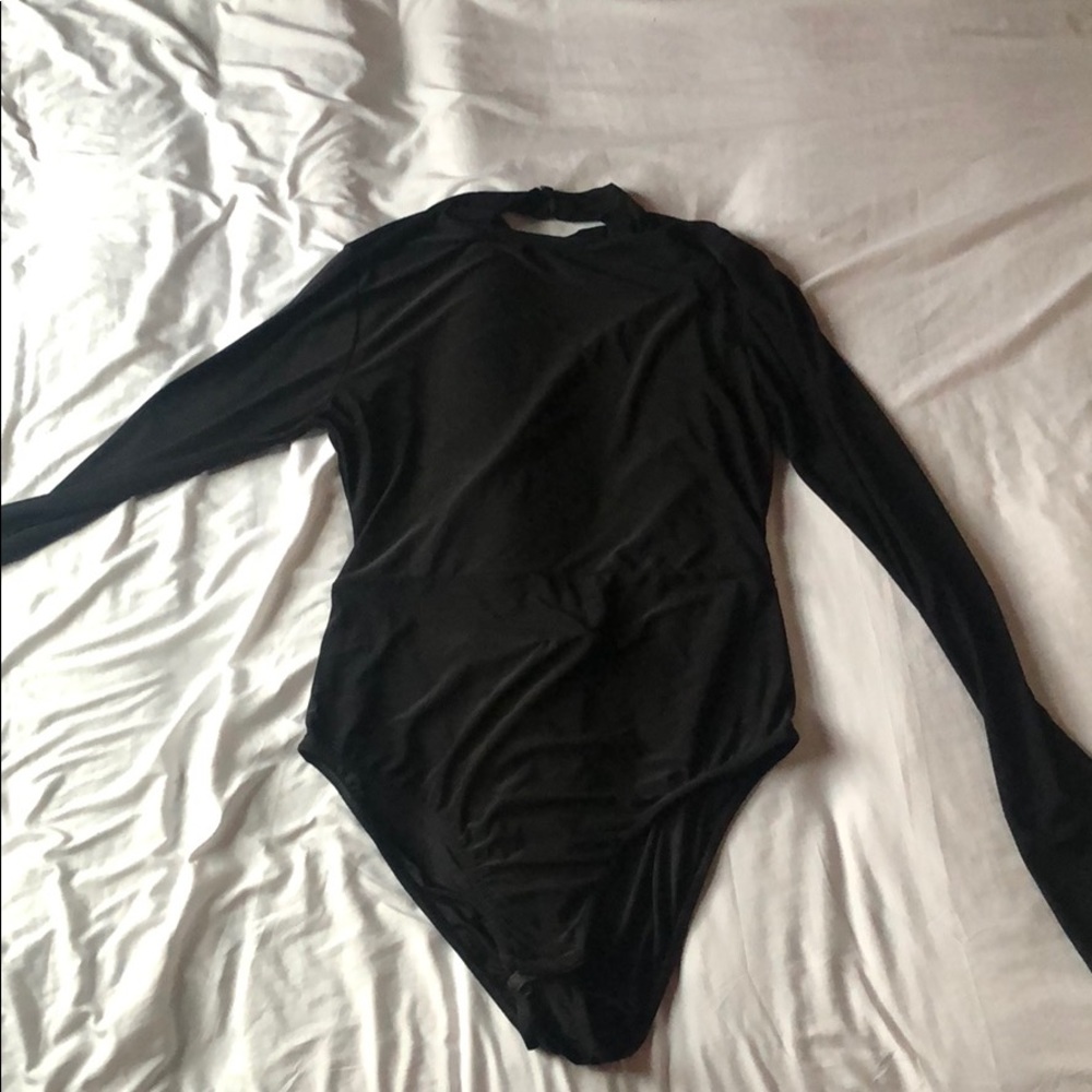 Black open back bodysuit